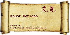 Kousz Mariann névjegykártya