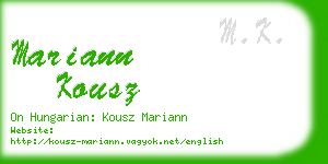 mariann kousz business card